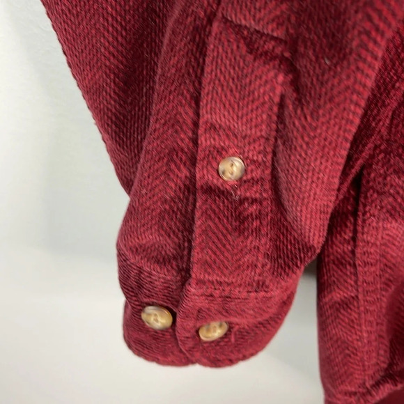 EDDIE BAUER Mens Burgundy Corduroy Herringbone Button Down Shirt Size XL Tall - Picture 8 of 13